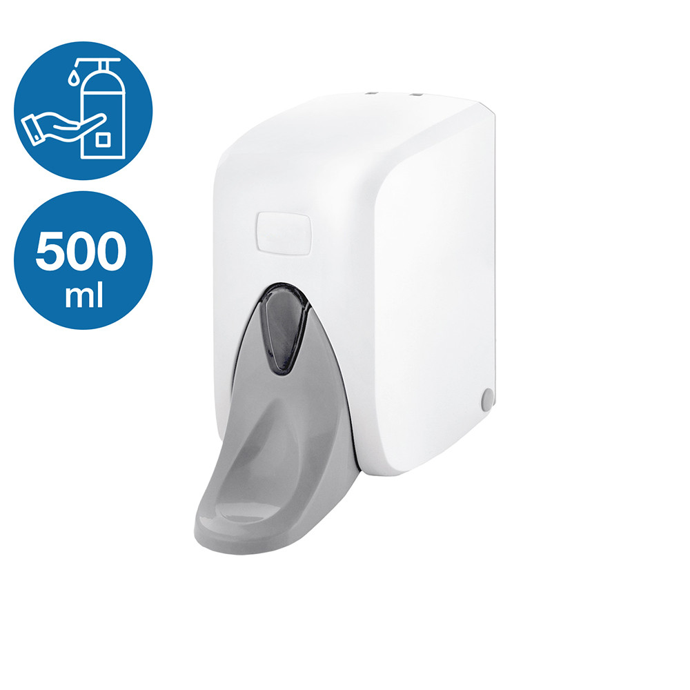 Диспенсер дозатор рідкого мила ліктьовий медичний 500 мл пластиковий настінний білий міцний