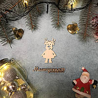 Новогодняя игрушка из дерева олень девочка HP-20127