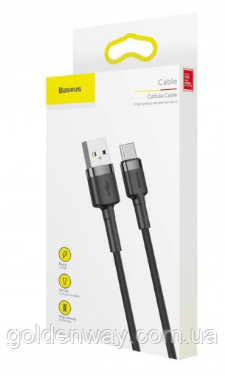 Кабель USB Baseus cafule Cable USB For Type-C 3A 1M Gray+Black (CATKLF-BG1), фото 1