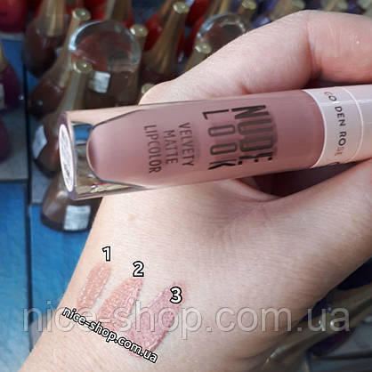 Матова помада GOLDEN ROSE NUDE LOOK Velvety Matte Lipcolor №02, фото 6