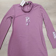 Рожевий теплий трикотажний жіночий гольф туніка кофта 48,50,52