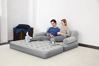 Надувний диван-ліжко 3-в-1 188x152x64 см, вбудований електронасос