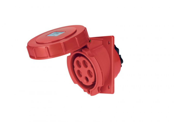 Розетка вбудована EC69350, IP67 (63A, 415V, 3P+PE) Elettrocanali (з нахилом 10°), фото 1