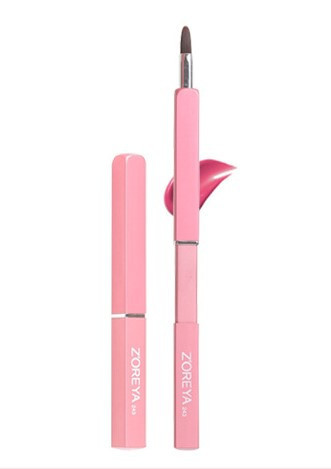 Пензель для макіяжу губ і контуру висувна Zoreya Compact pink