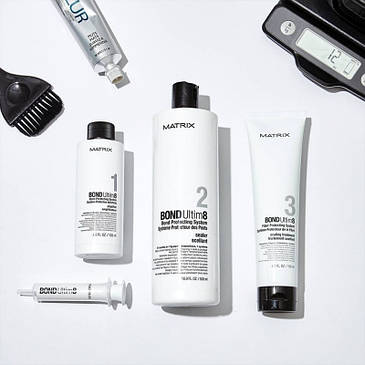 Міні-набір для захисту волосся під час фарбування та освітлення Matrix Bond Ultim8 Step 1 1х125 мл+1х250мл, фото 2