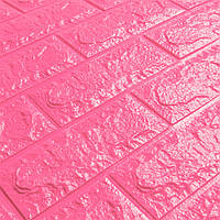 Самоклеючі 3D панелі декоративні шпалери Wall Sticker 700х770х7мм темно-рожевий цегла.