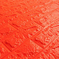 Самоклеючі 3D панелі декоративні шпалери Wall Sticker 700х770х7мм помаранчевий цегла.