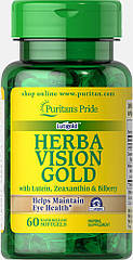 Puritan's Pride Herbavision Gold with Lutein, Bilberry & Zeaxanthin, Комплекс для зору (60 капсул.)