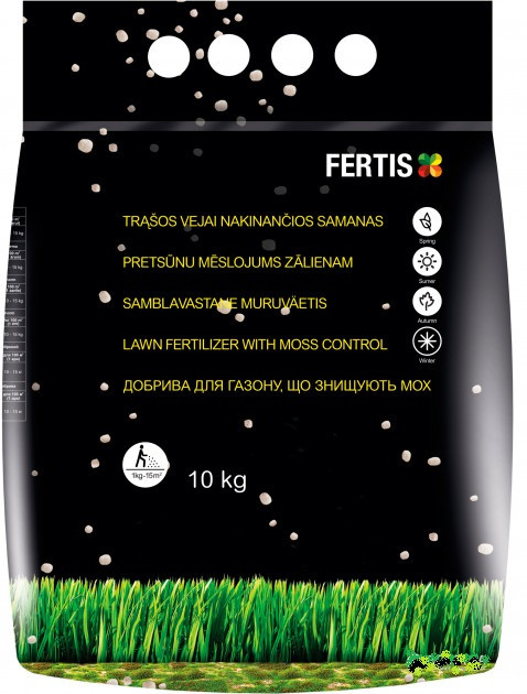 Добриво для газону з ефектом боротьби з мохом Fertis 10 кг NPK 15-0-0+Fe