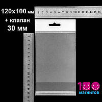 Пакет 120х100 мм с еврослотом, клапаном и клейкой лентой пп. Уп. 100 шт