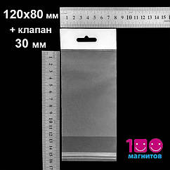 Пакети 120х80 мм з еврослотом, клапаном і клейкою стрічкою пп. Уп. 100 шт