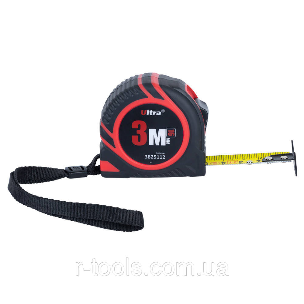 Рулетка гумова з нейлоновим покриттям полотна 3 м × 16 мм Ultra 3825112