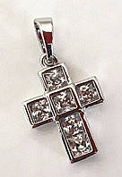 Кулон крестик Xuping Jewelry родий с цирконами 1,5х1,2см