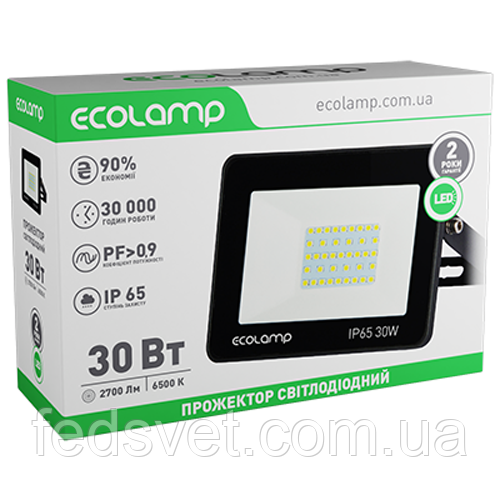 Світлодіодний прожектор ECOLAMP 30W 2700lm 6500K IP65