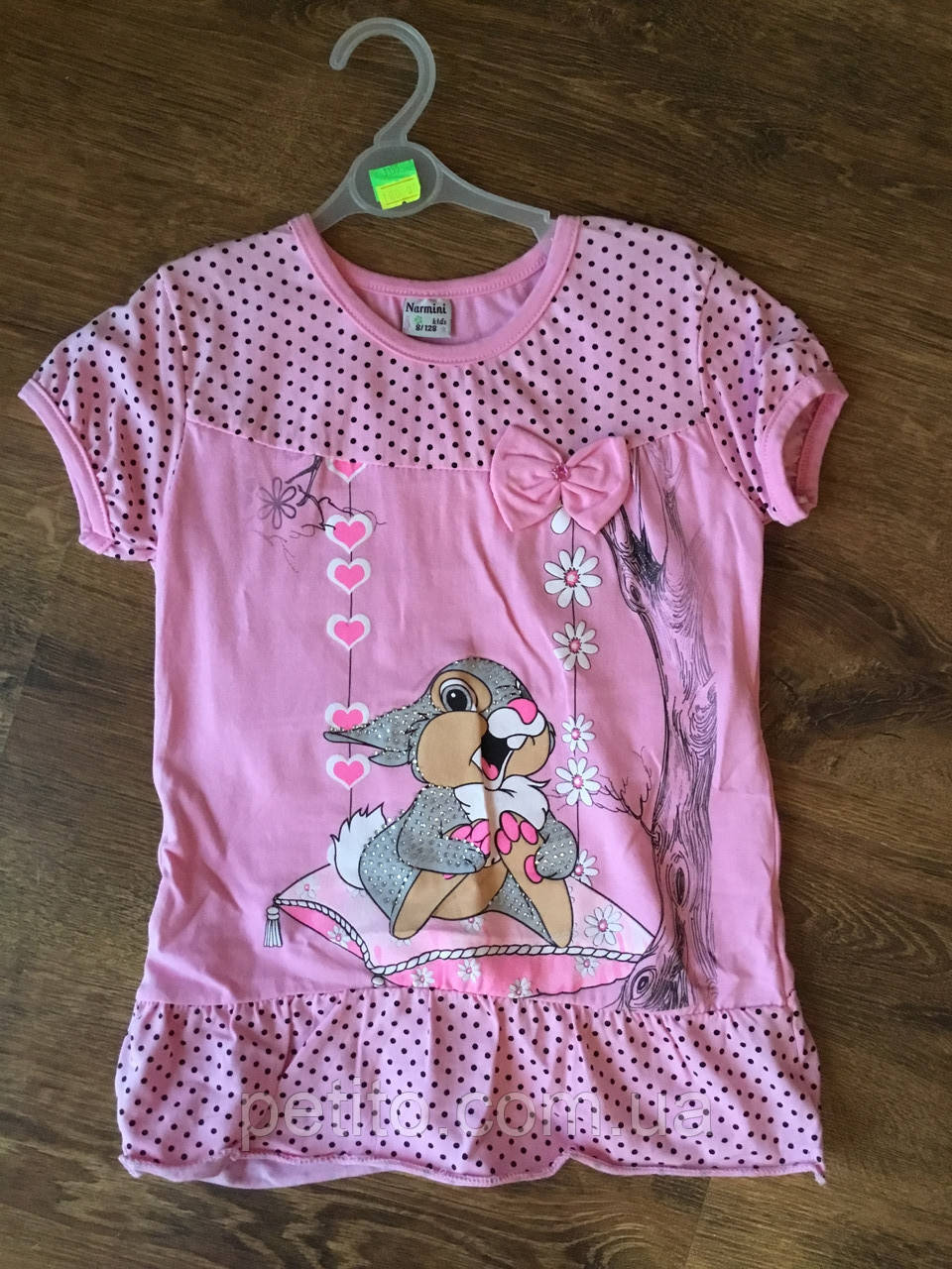 Модна футболка для дівчинки з принтом на грудях, фото 1