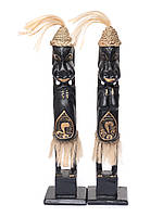 Статуэтка деревянная пара маори темные с золотом высота 33см