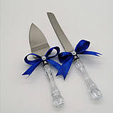 Набір ніж і лопатка для весільного торта (синій колір), фото 3