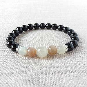 Браслет із Чорного Турмаліну Шерла та Місячного каменю