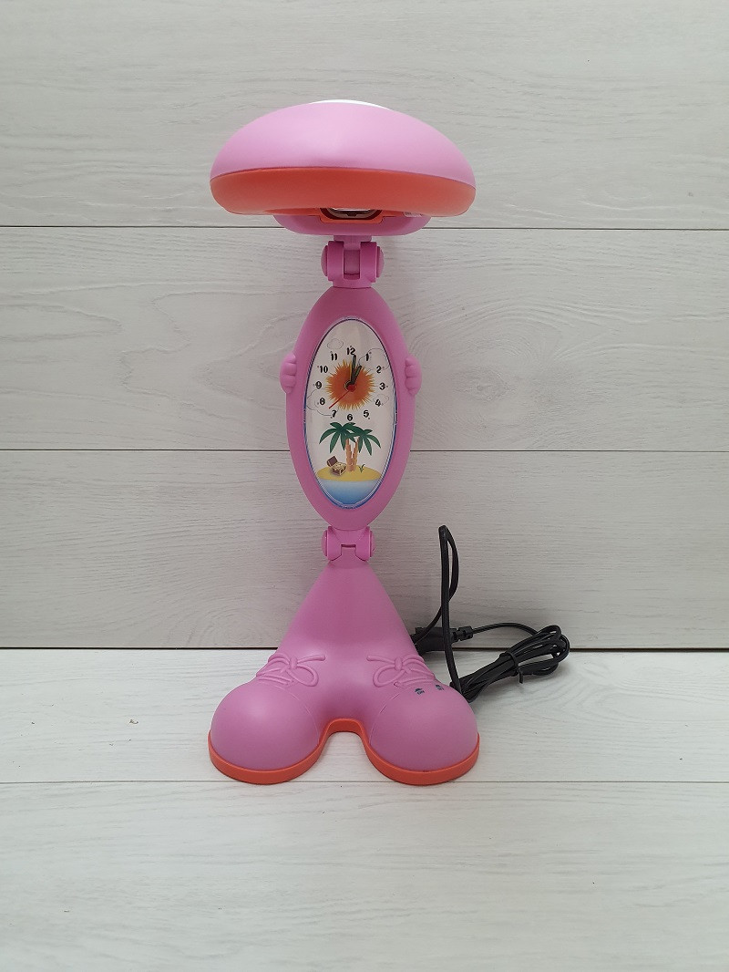 Настільна лампа Tinko Бегемот рожевий із годинником, шкільна