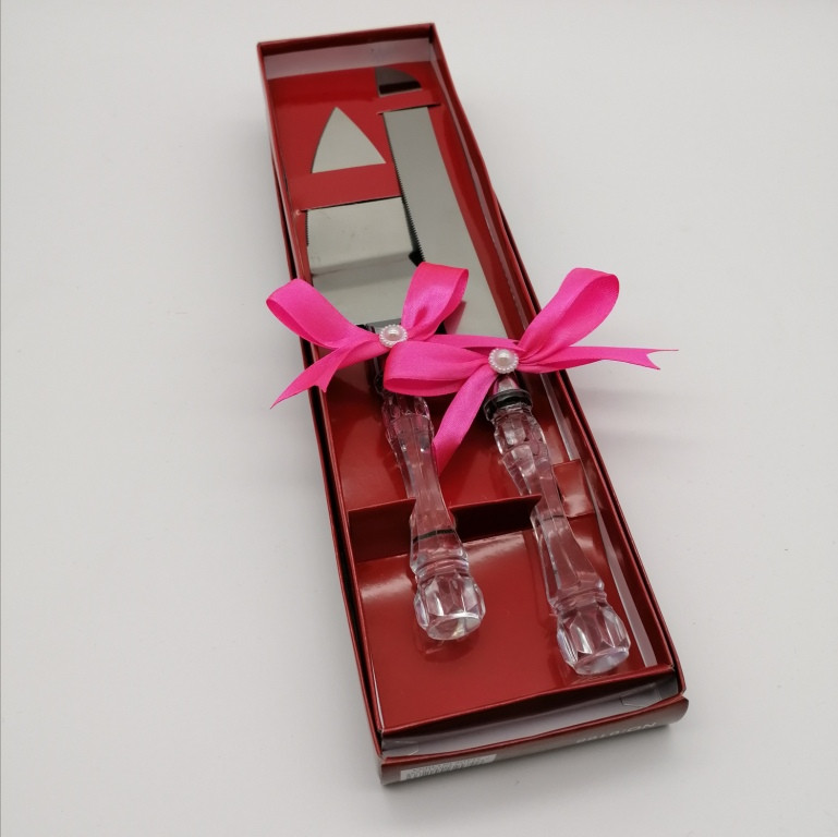 Набор нож и лопатка для свадебного торта (розовый цвет) - фото 2 - id-p1113194509