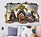 3D інтер'єрні вінілові наклейки на стіни Халк, Тор, Капітан Америка 70-50 см у дитячу.Обої Марвел Месники, фото 4