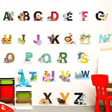 3D інтер'єрні вінілові наклейки на стіни Алфавіт Англійської Букви 3 аркуші 38,5x31,5 см у дитячу.Декор,Обої
