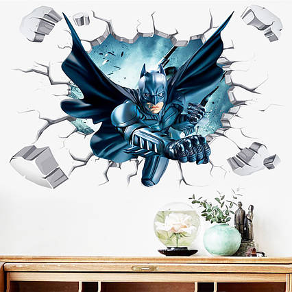 3D інтер'єрні вінілові наклейки на стіни Бетмен 90-60 см у дитячу. Декор, шпалери Марвел Месники