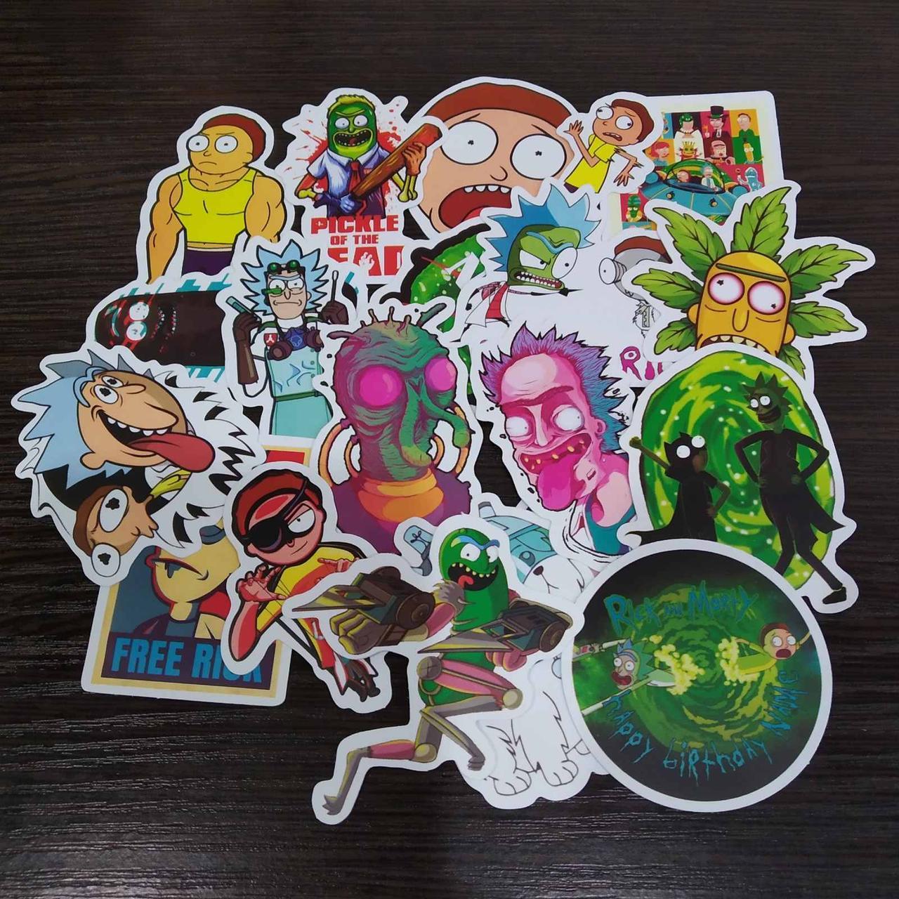 Набір вінілових наклейок стикерів Стикерпак Rick and Morty Рік і Морт Стикербомбінг на автотелефон (20 штук)
