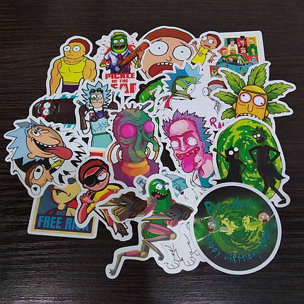 Набір вінілових наклейок стикерів Стикерпак Rick and Morty Рік і Морт Стикербомбінг на автотелефон (20 штук), фото 1