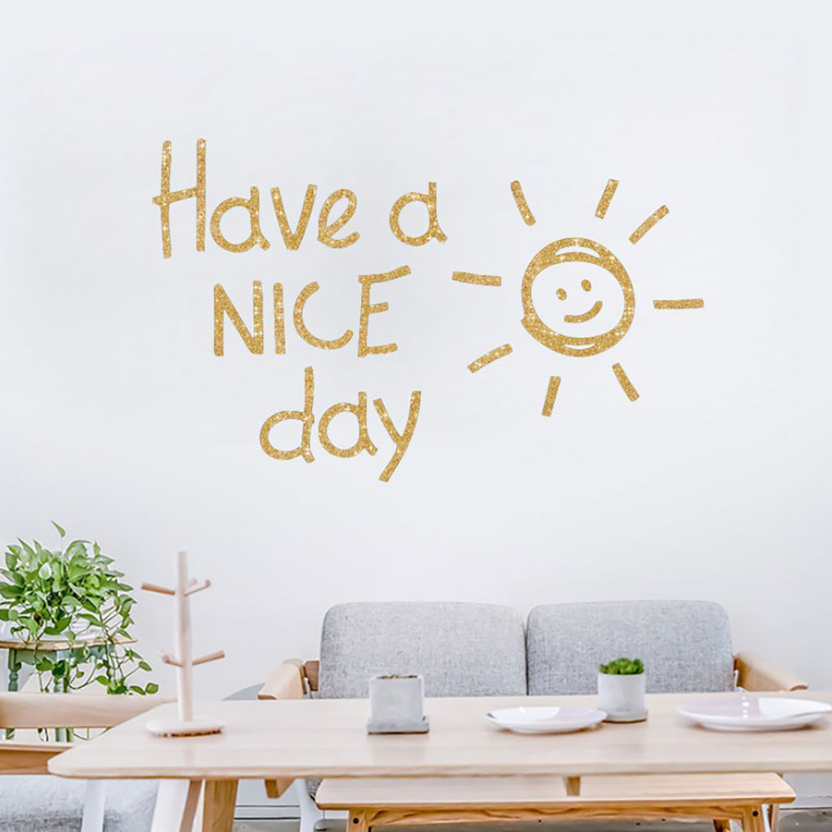 3D інтер'єрні вінілові наклейки на стіни "Хорого дня" із Сонцем Have a nice day 39-25 см Шпалери
