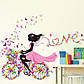 3D інтер'єрні вінілові наклейки на стіни "Фея на велосипеді з квітами та метеликами" 90-60 см у дитячу. Декор, фото 4