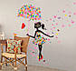 3D інтер'єрні вінілові наклейки на стіни "Фея з Зонтиком, Квітами та Метеликами" 90-60 см у дитячу. Декор, фото 2
