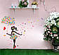 3D інтер'єрні вінілові наклейки на стіни "Фея з Зонтиком, Квітами та Метеликами" 90-60 см у дитячу. Декор, фото 3