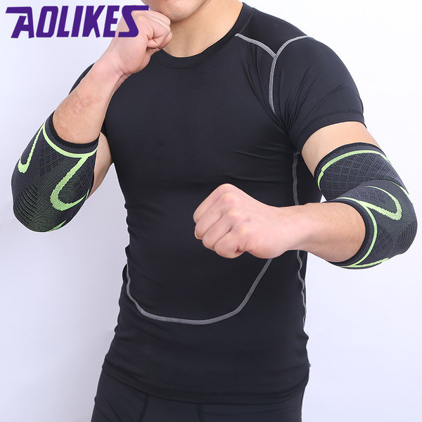 Налокотник спортивний AOLIKES еластичний фіксатор суглоба світло зелений L 01240, фото 1