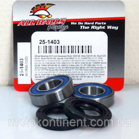 ALL BALLS 25-1403 підшипники переднього колеса 22x44x12 (60/22)YAMAHA FJR, FZ1, FZ6, FZS, TDM.YZF-R1,YZF-R6,,,