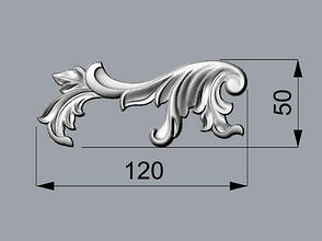 Кутовий декор 14 бароко — 120х50 мм, фото 2