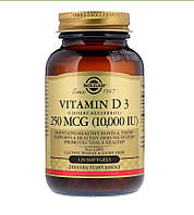Витамин Д3 для взрослых в капсулах, Vitamin D3, 10000 МЕ, Solgar, Солгар, 120 капсул