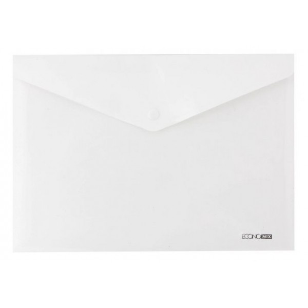 Папка-конверт А5 непрозора на кнопці Economix, 180 мкм, фактура "глянець", біла E31316-14