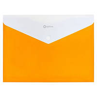 Папка-конверт А4 прозора на кнопці Optima, 180 мкм, фактура "СМУГА", жовта O31315-05