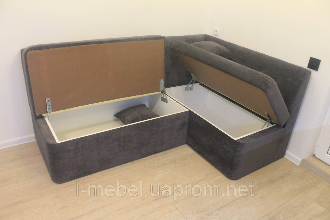 Кухонний кутовий диван із помітними шухлядами (Темно-сірий)