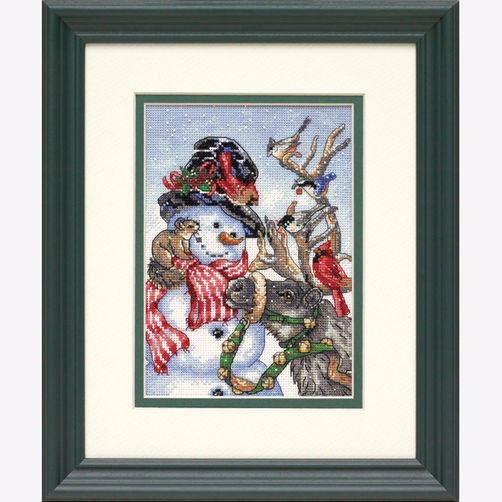 Набор для вышивки крестом «Снеговик и олень» / «Snowman & Reindeer» DIMENSIONS Gold Collection Petites