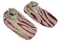 Тапочки - ботиночки женские домашние махровые 18205 бордовая шиншилла длина подошвы 25 см