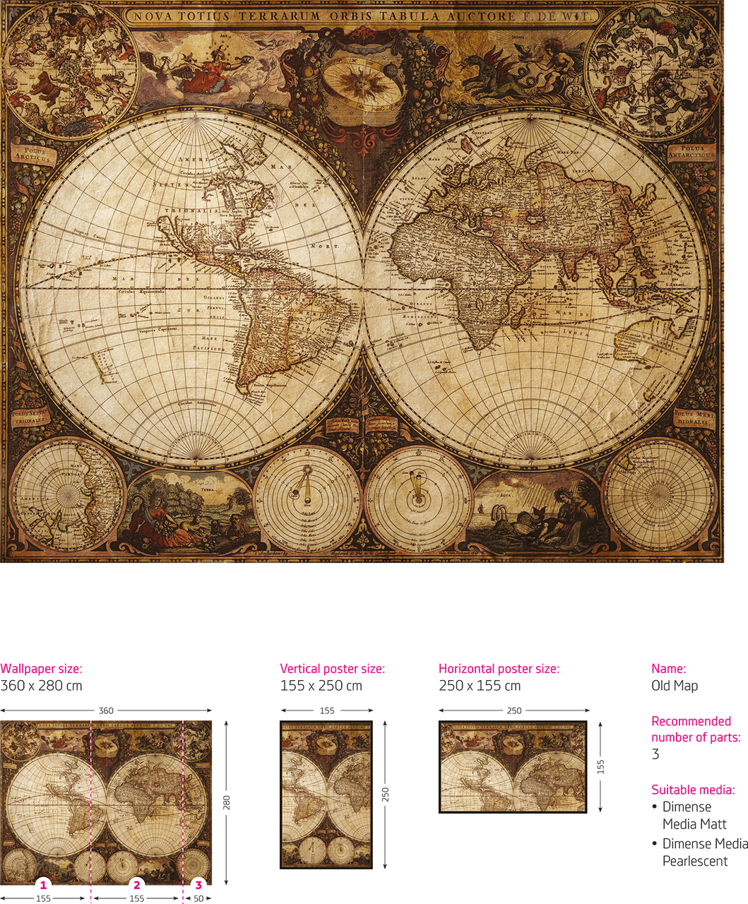 Фото обои 3Д карта мира рельефная времен Колумба 190 см х 150 см - фото 2 - id-p1113443378