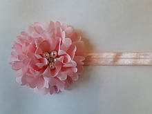 Світло-рожева дитяча пов'язка з квіткою - коло 40-50см, діаметр квітки 9см