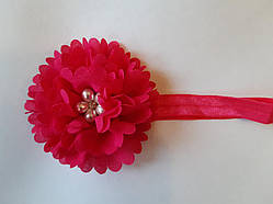 Малинова дитяча пов'язка з квіткою - коло 40-50см, діаметр квітки 9см