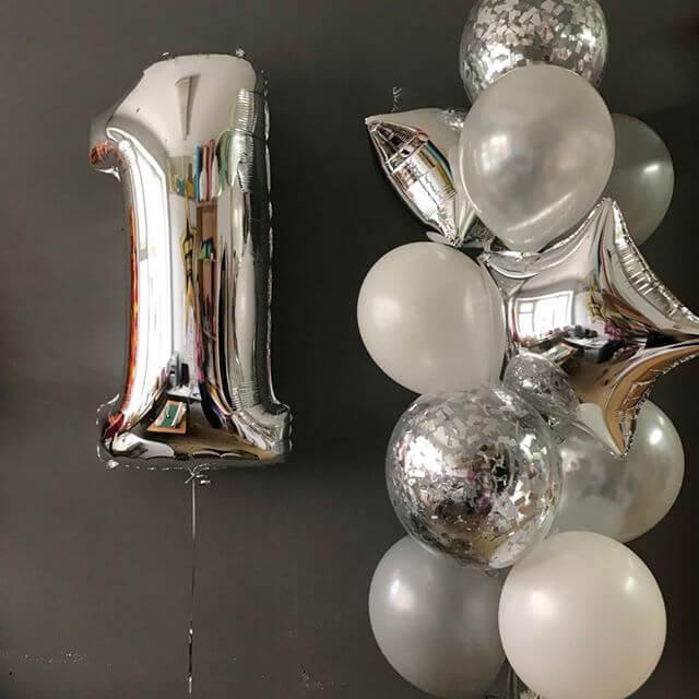 Повітряний кулька срібло цифра 1, 40" (102 см) Flexmetal Іспанія 1426
