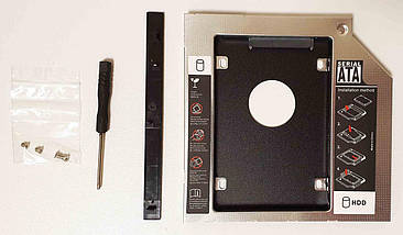 Кишеня для установки другого жорсткого диска SATA у відсік DVD 12.7 мм SATA (optibay caddy оптібей ) алюміній, фото 2