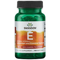 Вітамін Е  натуральний, Vitamin E Swanson, 400 МО, 100 капсул