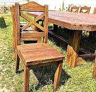 Дерев'яні зістарені стільці, барні стільці 450х370 від виробника для дачі, кафе Wooden chair — 04