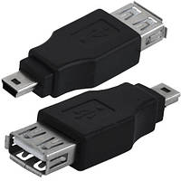 Переходник, гнездо USB тип A - штекер mini USB 5pin